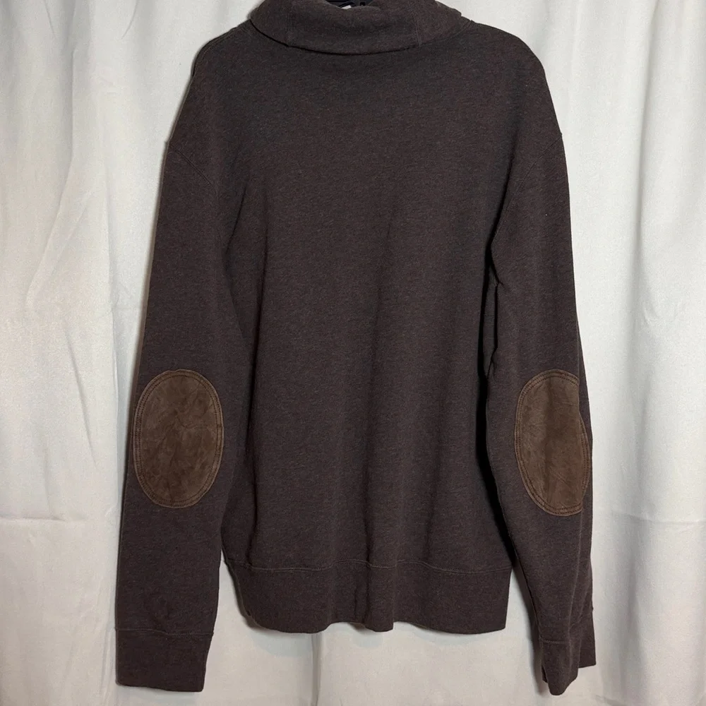 Polo Ralph Lauren‎ Men’s Jersey Shawl Collar Suede Elbow Patch Brown Pullover XL